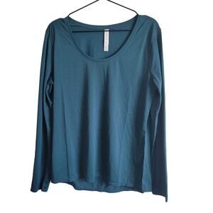 Core 10 Womens Sz L Long Sleeve T Shirt Dark Teal Blue Athletic